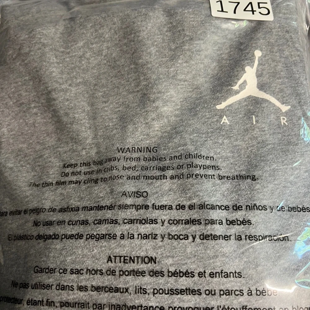 Jordan Mens Large Grey Jumpman Air Pullover Hoodie Sweatshirt 1745